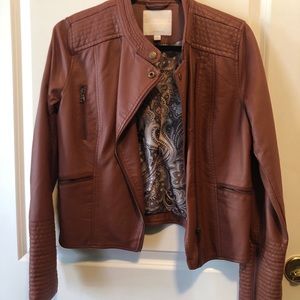 Vegan leather brown jacket from Anthropologie; size M